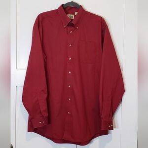 L.L  Bean Size Large Tall Button Down Long Sleeve Shirt Cranberry Red Co…
